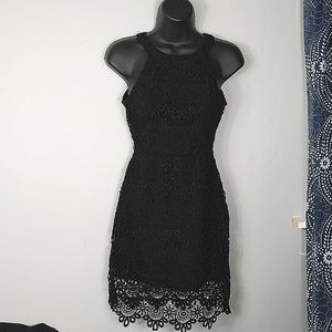 Hollister Two layer black lace halter dress